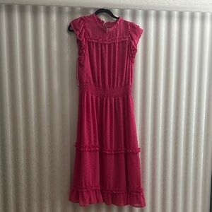 CeCe Hot Pink Ruffle Maxi Dress